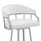 Armen Living Palmdale 30" Swivel White Faux Leather and Silver Metal Bar Stool 795044878165 - alternate 6
